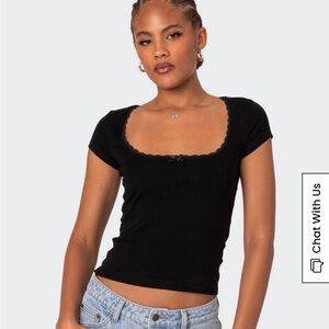 Edikted black lace cap sleeve top
